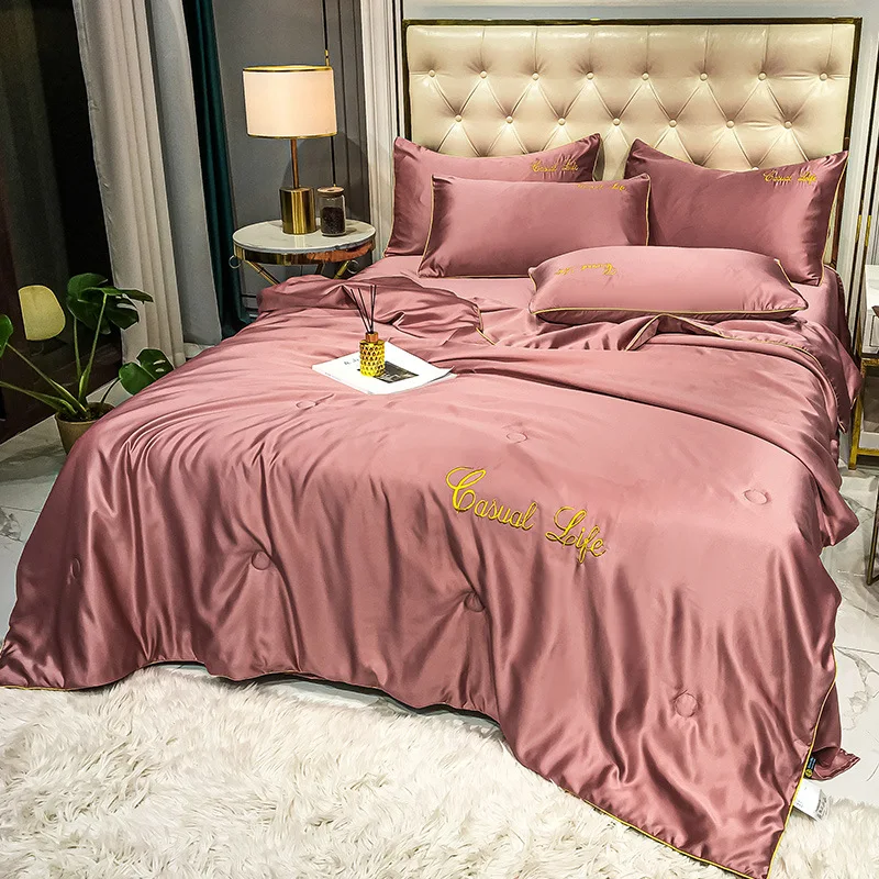 luxury 60S Egyptian Cotton bedding set feather embroidery Bed set Duvet Cover Bed Sheet High End Premium king queen size