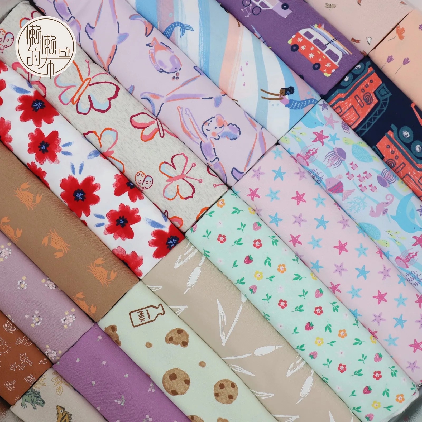 

Двусторонняя ребристая трикотажная ткань из чистого хлопка для детской одежды с мультяшными рисунками, материал для рукоделия, домашняя губчатая подкладка для рукоделия