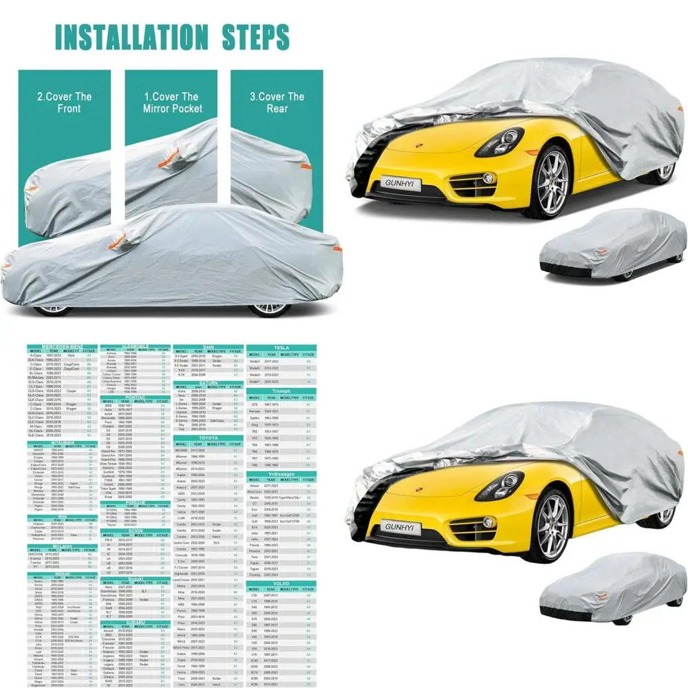 

6 Layers Car Cover for Coupe Sports, Waterproof All-Weather, Heavy-Duty Exterior Cover, Suitable for Various Models, Size A2 (Re