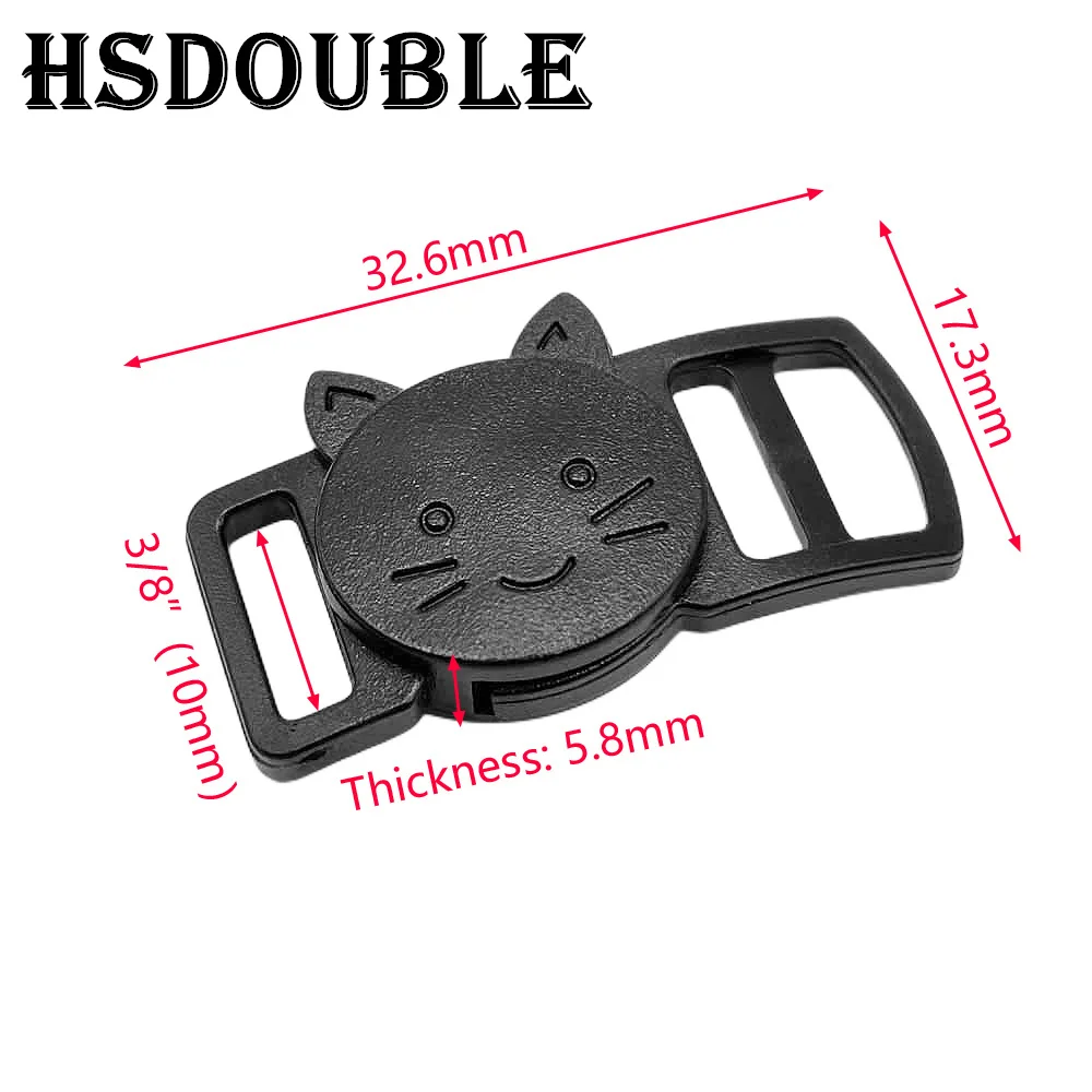 100Pcs/Pack 10mm/15mm Plastic Curved Cat-Head Safty Breakaway Buckle Black Cat Collar Paracord Webbing Apparel Accessories