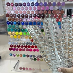 120Pcs Acrylic Color Card Transparent Tips Round Showing Gel Polish Designs Nail Color Board Tips Card Korean Style Manicure Too