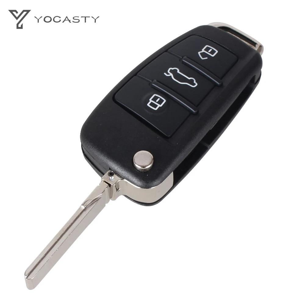 YOCASTY 3 Button Flip Folding Remote Car Key Shell For Audi A2 A3 A4 A6 A6L A8 Q5 Q7 S6 TT Replacement Case Cover