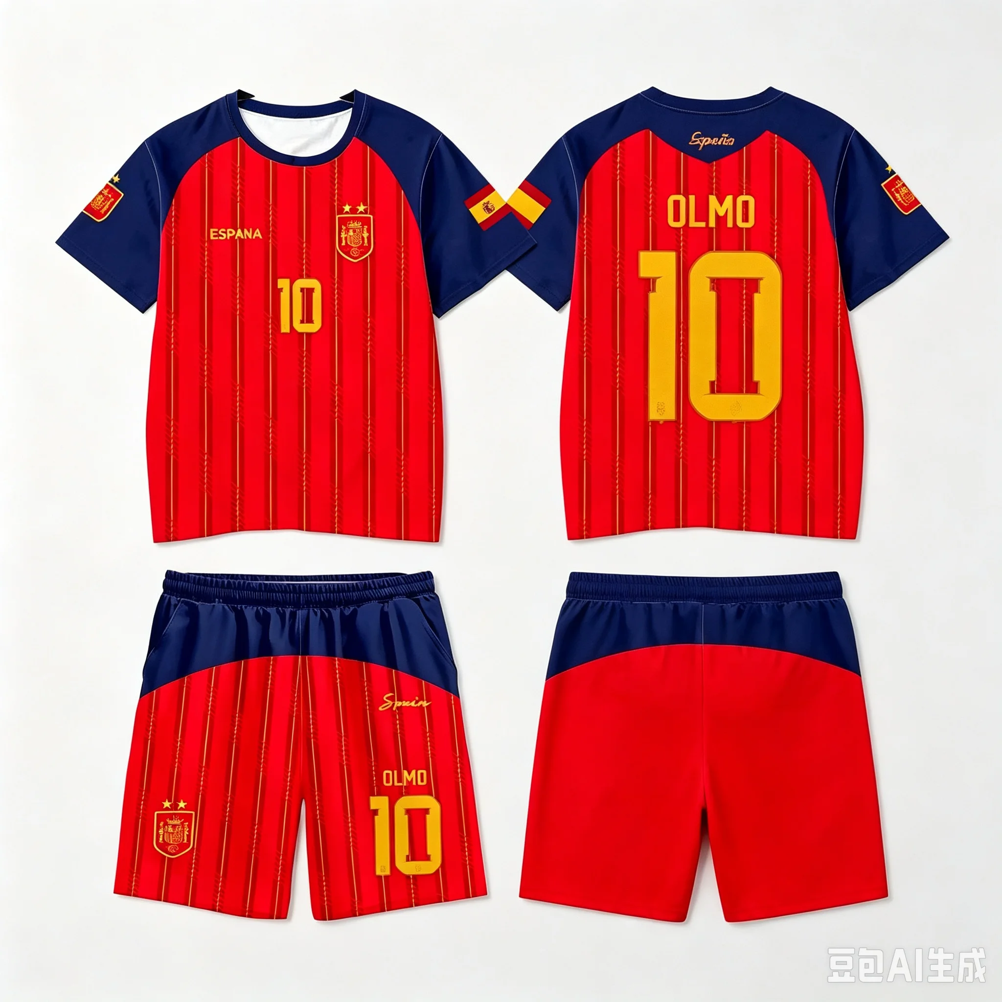 2026 Spain Team Uniform Yamal Football Uniform T Shirt and Shorts Short Pants Men Casual Pants Sports Pants Family Kids Tees Set