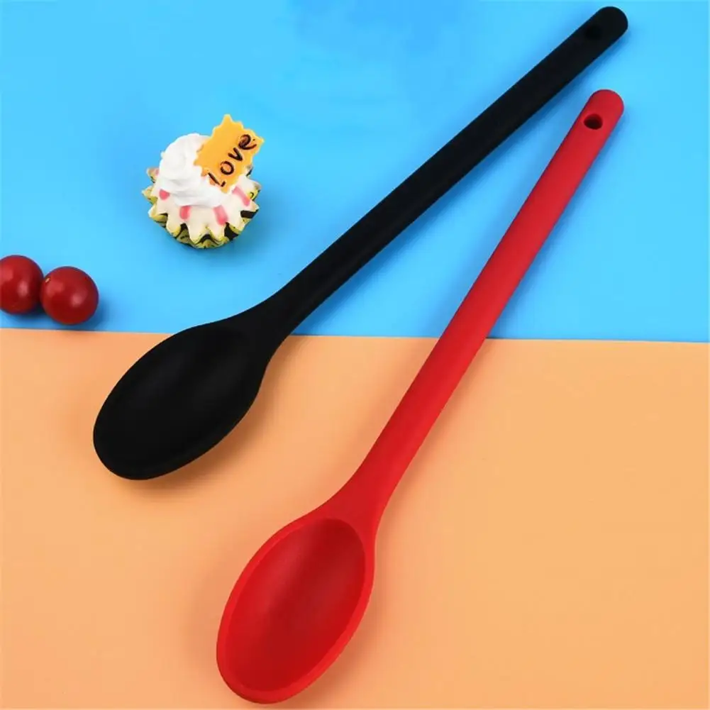 Large Long Handle Silicone Spoon Kitchen Cooking Baking Heatproof Spoon Food Stirring Grade Silicone Cooking Utensil Kitchenware