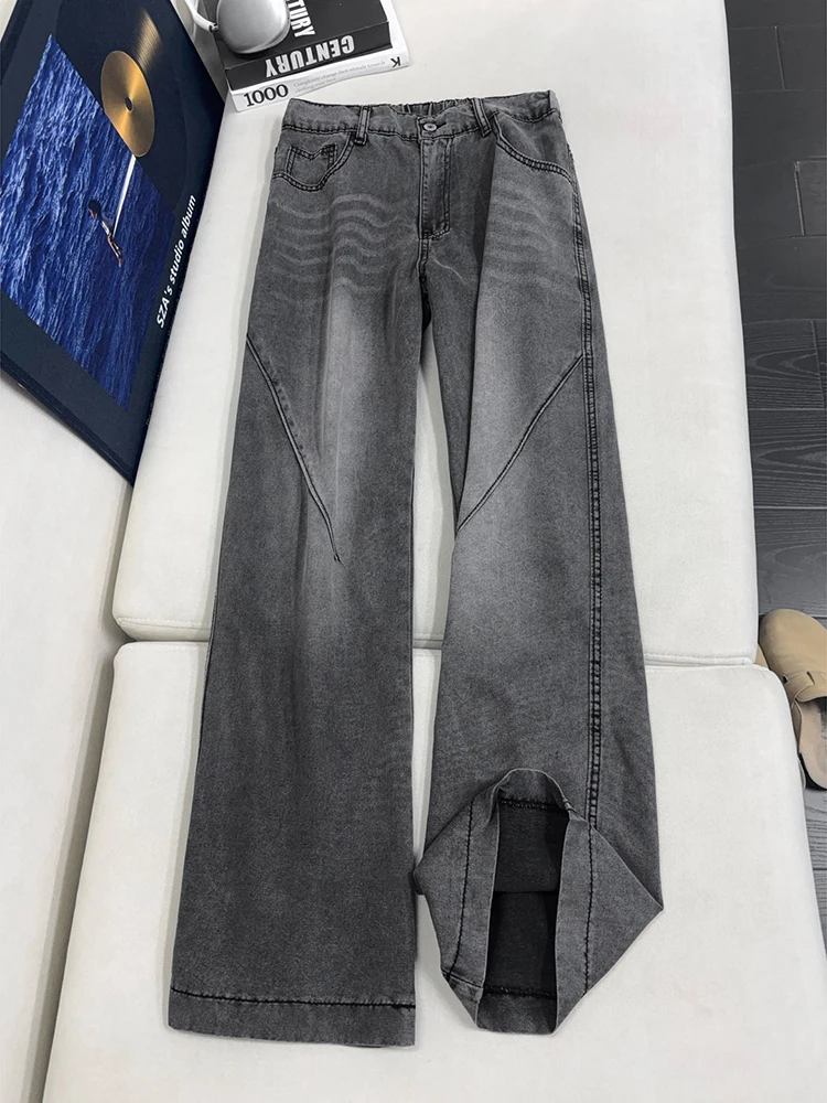 

American Retro ey Lyocell Men's Summer Thin Straight Ice Silk Jeans Durable Straight Leg Casual Trousers for Youth