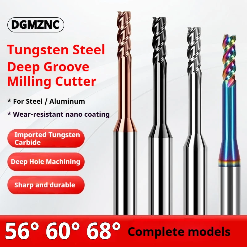 HRC56 ° -68 °   Komplette Serie Stahl-Aluminium 1-3mm 4-Schneidig Tiefenrillen-Wolframstahl-Fräser Holzbearbeitungswerkzeuge CNC-Fräser