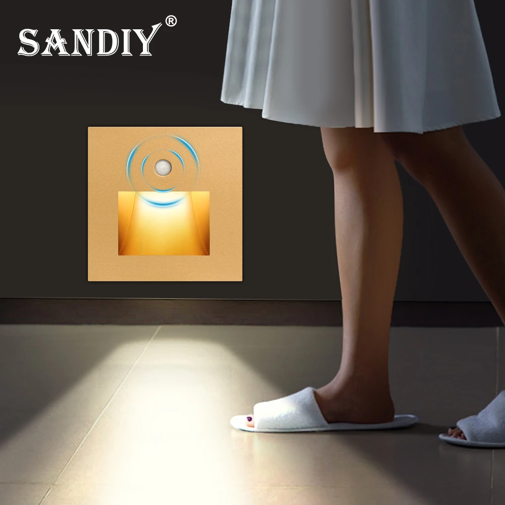 SANDIY Smart Wall Lamp Pir Motion Sensor Stair Light Led Nightlights for Room Decor Hall Kitchen Bedroom Closets Indoor Lighting