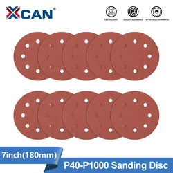 XCAN Sanding Disc Sandpaper 7inch 180mm 8 Holes Hook & loop Sanding Paper for Wood/Metalworking Polishing Tools Abrasive Pad