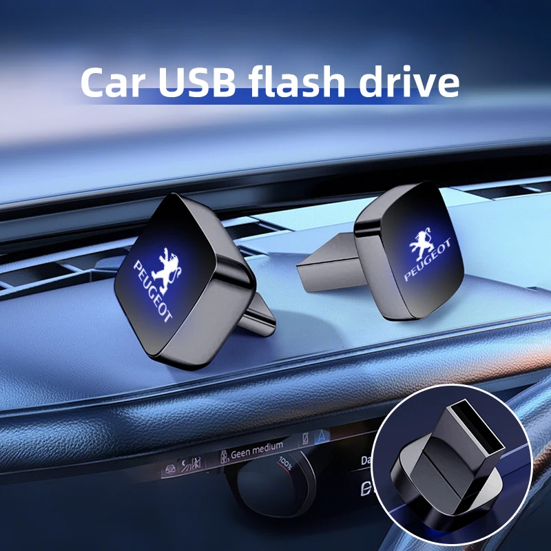 Car Accessories 32/64GB USB/Type-c Flash Drives Mini Memory Stick Plug For Peugeot 2008 3008 307 308 206 207 208 407 508 5008 10