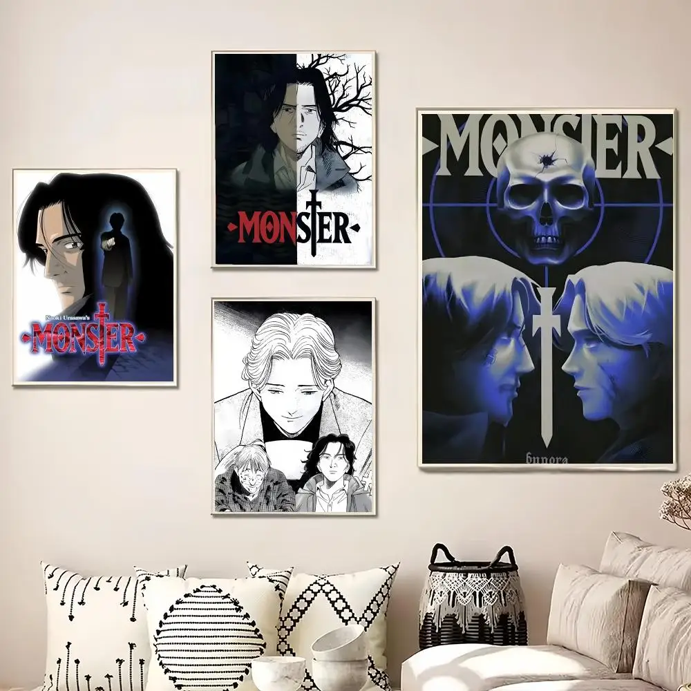 Anime N-Naoki Urasawa's Monster Painting Calligraphy Canvas Poster Wall Art for Living Room Bedroom Cafe Decor Gift