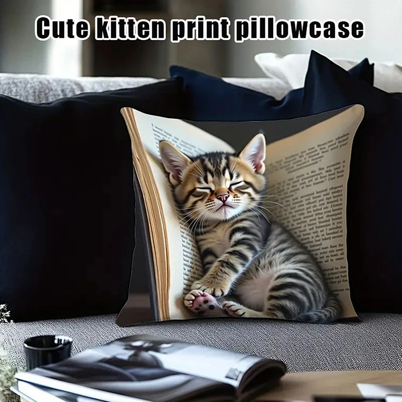 

New Cat Pattern Square Pillow Cover 18X18 Inches Single-sided Printed Pillow Cover Home Pillow Cover Living Room Decoration