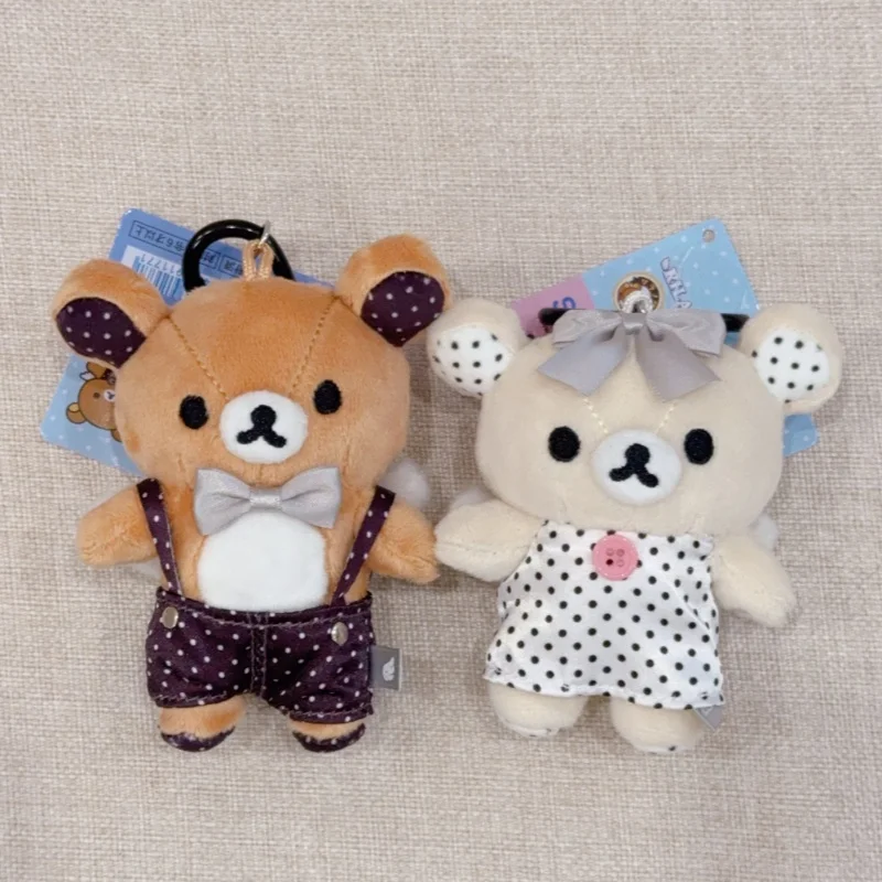 Authentic Product with Tag Rilakkuma Korilakkuma Overalls Polka Dot Plush Doll Crossbody Bag Hang Ornaments Couple Birthday Gift