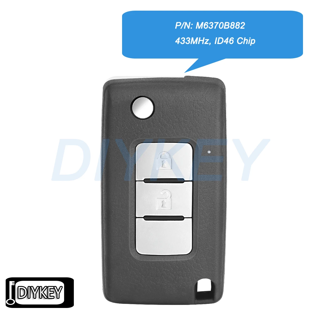 

2-кнопочный откидной дистанционный автомобильный брелок с чипом ID46 433 МГц для Mitsubishi Pajero 2015 2016 2017 2018 2019 2020 2021 M6370B882