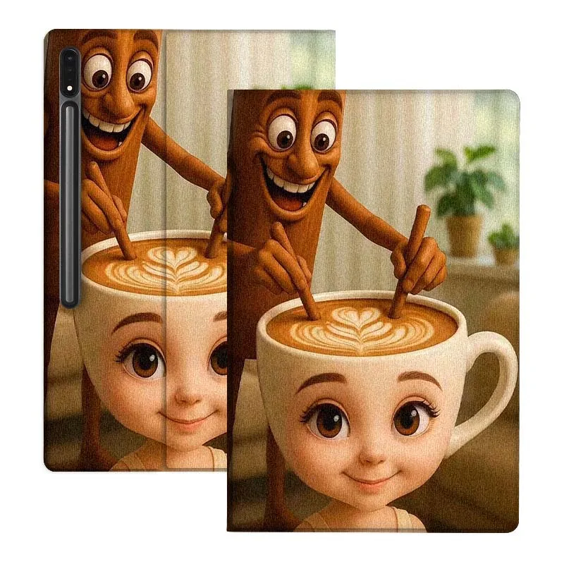 

Cute Coffee Ballet Girl Gift For Samsung Galaxy Tab S10 S9 S8 S7 FE Lite Soft Flexible Support Tablet Case