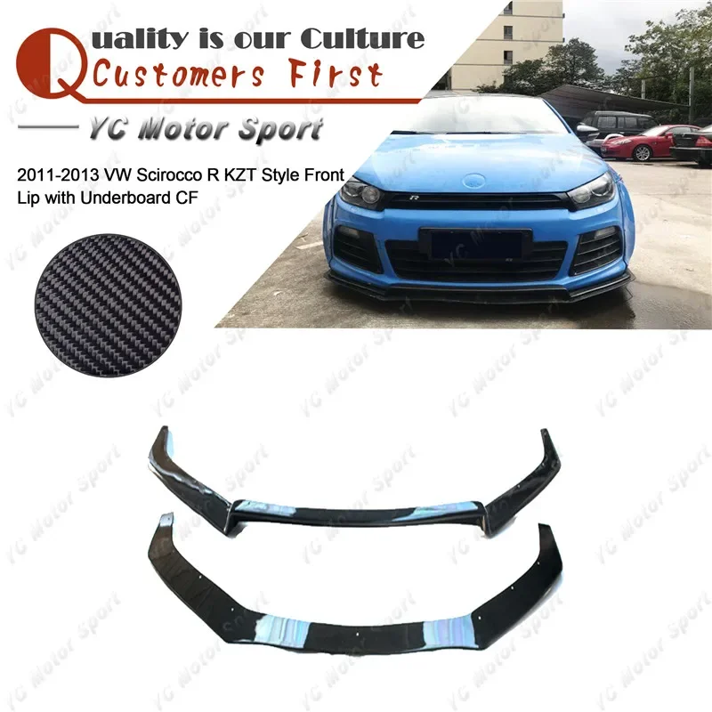 Car Accessories Carbon Fiber KZT Style Front Lip Fit For 2011-2013 Scirocco R Front Bumper Splitter with Underboard Lip