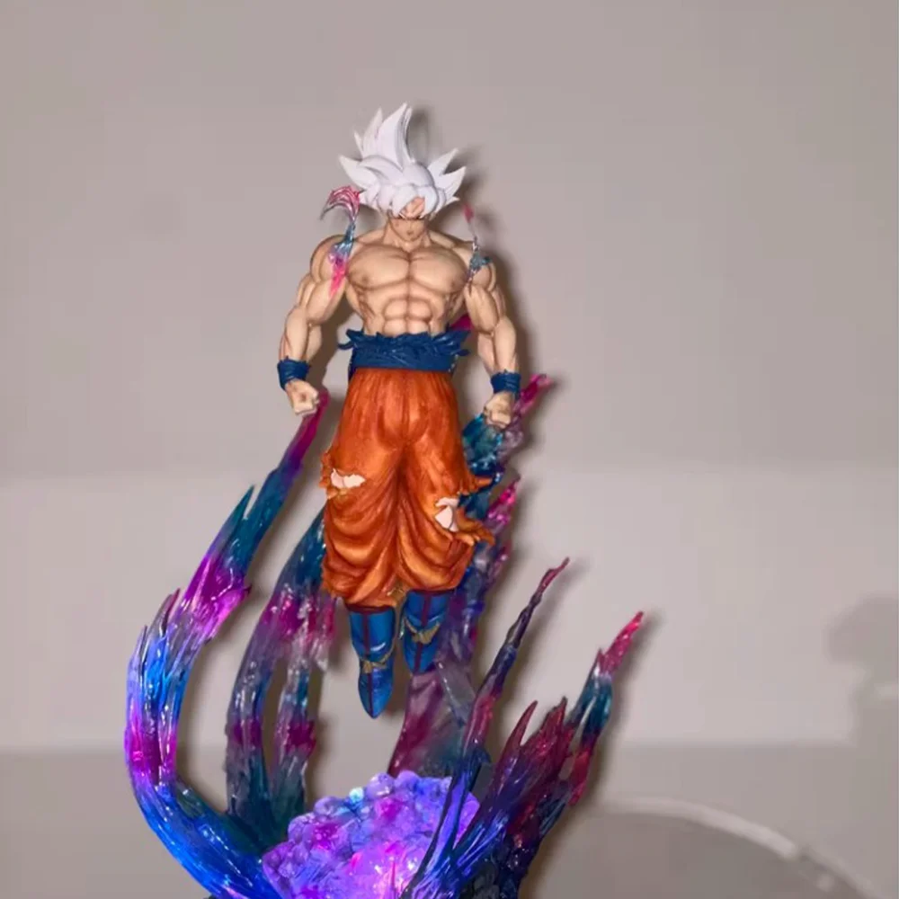 DRAGON BALL Series Ultra Instinct Wu Kong Three-headed Sculpture Base Light-up Anime Figure Model Super Saiyan 53cm Cool Guy