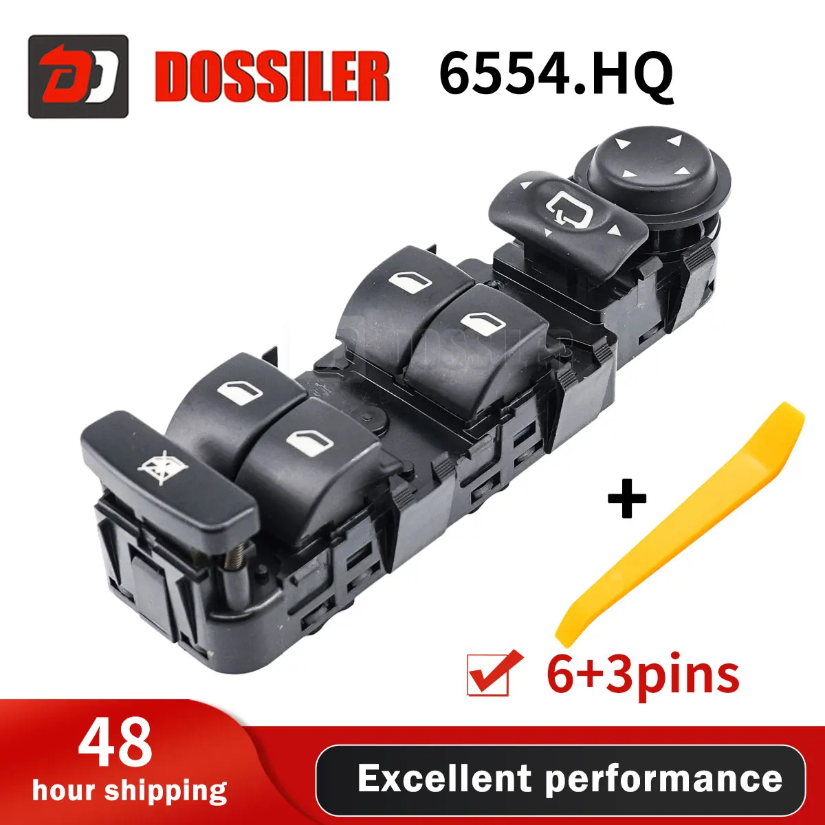 6554.HQ Dossiler For Peugeot 807 Citroen C5 C8 2001-2007 High Quality Driver Left Master Power Window Switch Control Button