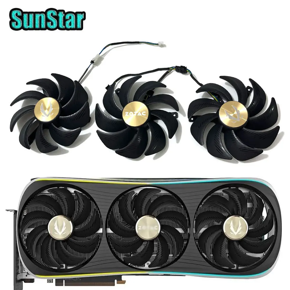 

105MM RTX4080 GPU Cooler Cooling Fan For ZOTAC RTX 4080 RTX 4080 SUPER RTX 4090 AMP EXTREME AIRO Replacement Graphics Card Fan