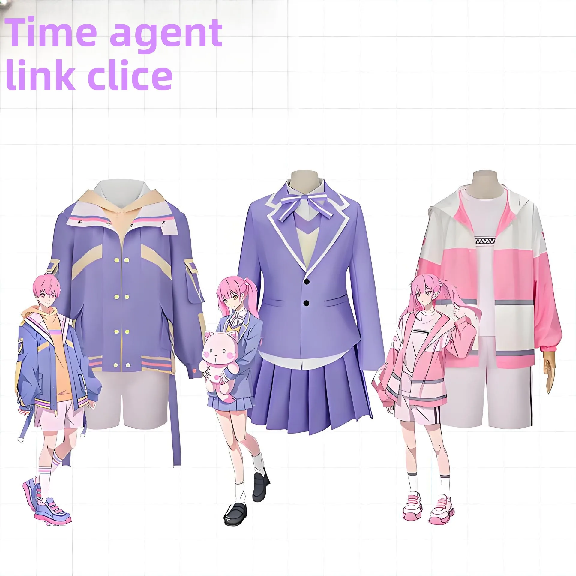 Time Agent Li Tianxi Li Tianchen Cos Clothes Daily Wear Cosplay Animation Uniform Casual Clothing Wig