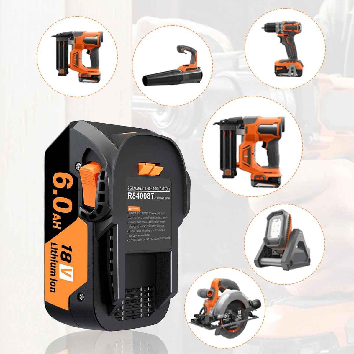 18V 6.0AH lithium-ion Üteg számára RIDGID AEG R840087 R840085 L1815R L1850R L1830R R840083 Széria cordless áram Munkaeszköz