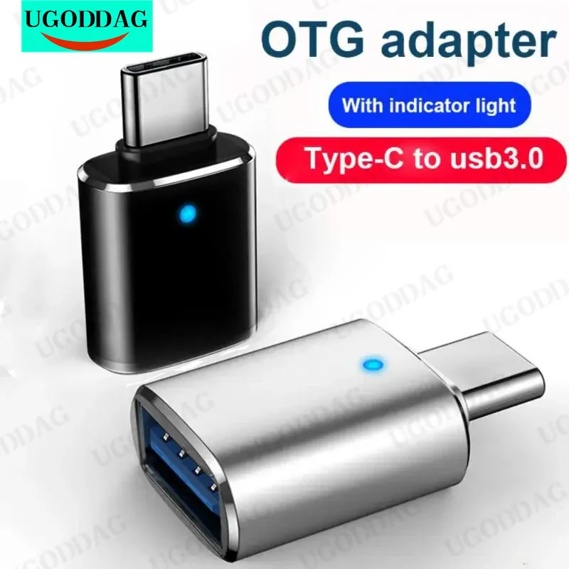 USB 3.0 OTG Adapter USB-C to USB A Converter Suitable for Macbook Samsung Xiaomi Huawei LED USBC OTG Connector