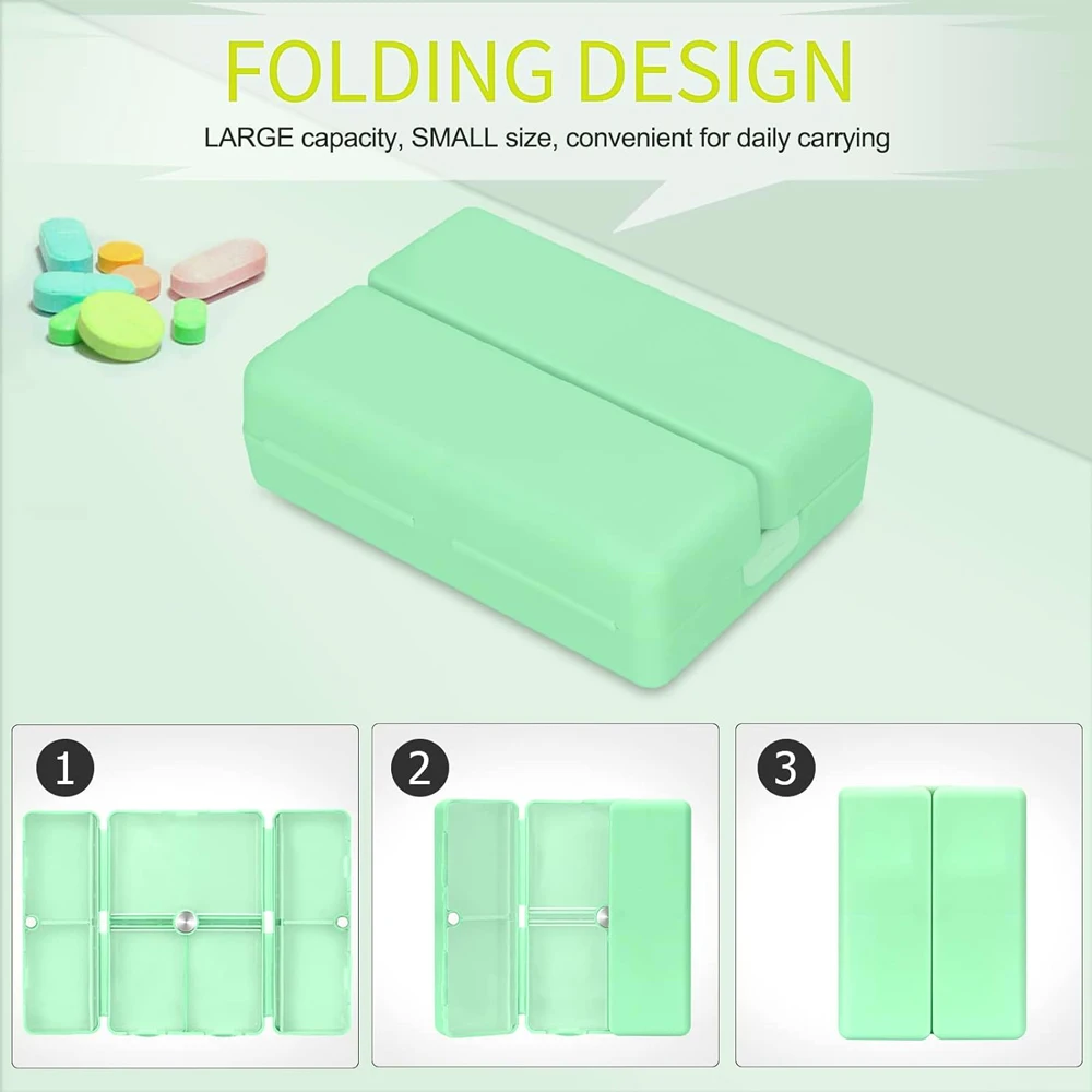 1Pcs Magnetic Foldable Pill Organizer,7 Compartments Portable Pill Case,Weekly Pill Organizer for Vitamins,Cod Liver Oil