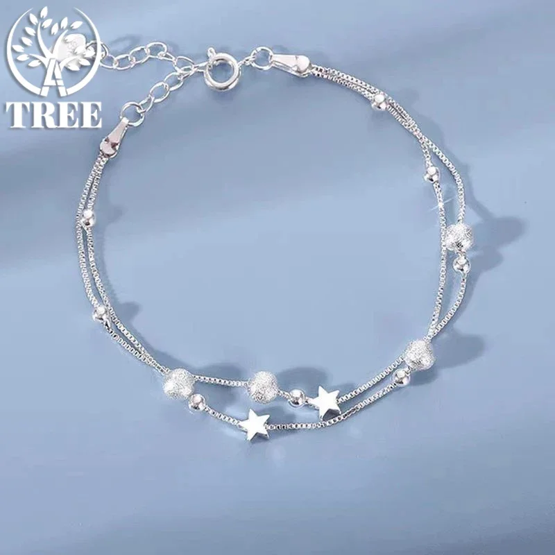 

ALITREE 925 Sterling Silver Beautiful Stars Bracelets for Women Korean Fashion Designer Party Wedding Jewelry Holiday Gifts