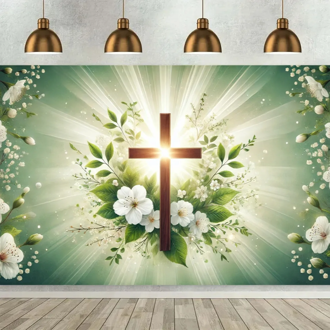 Décoration murale en tissu de fond de croix de Christ de résurrection, revêtement mural en tissu, cadeaux de Festival 1 pièce