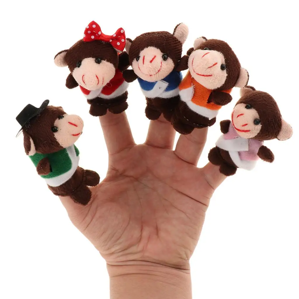 Juego de marionetas de mano para dedos de piezas, juguete de animales de peluche, juguetes creativos, coloridos, decoración del hogar, paquete de 7