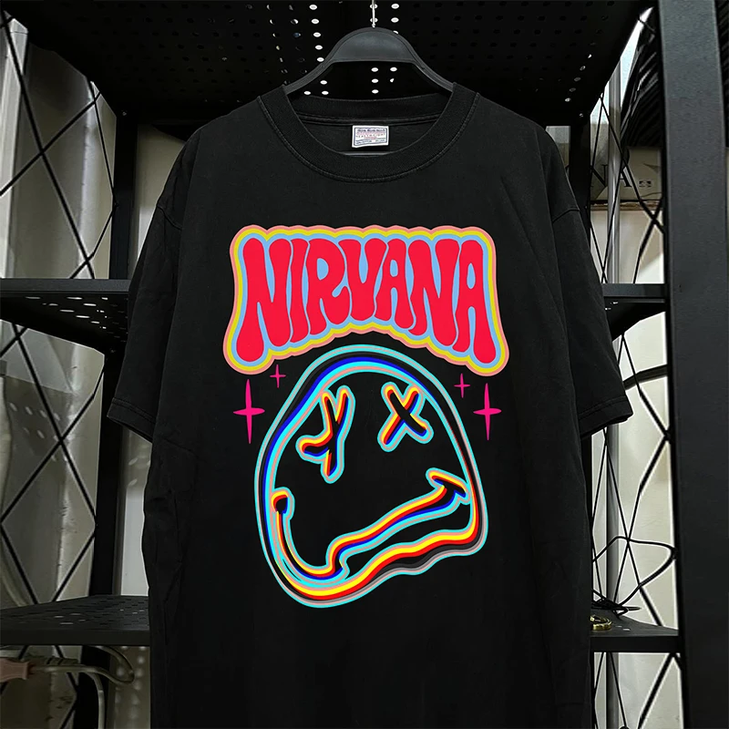 Tagkita  Graffiti Short Sleeve T-Shirt Vintage American Retro Hip Hop Trendy Brand Couple Tee Cotton round Neck Loose...