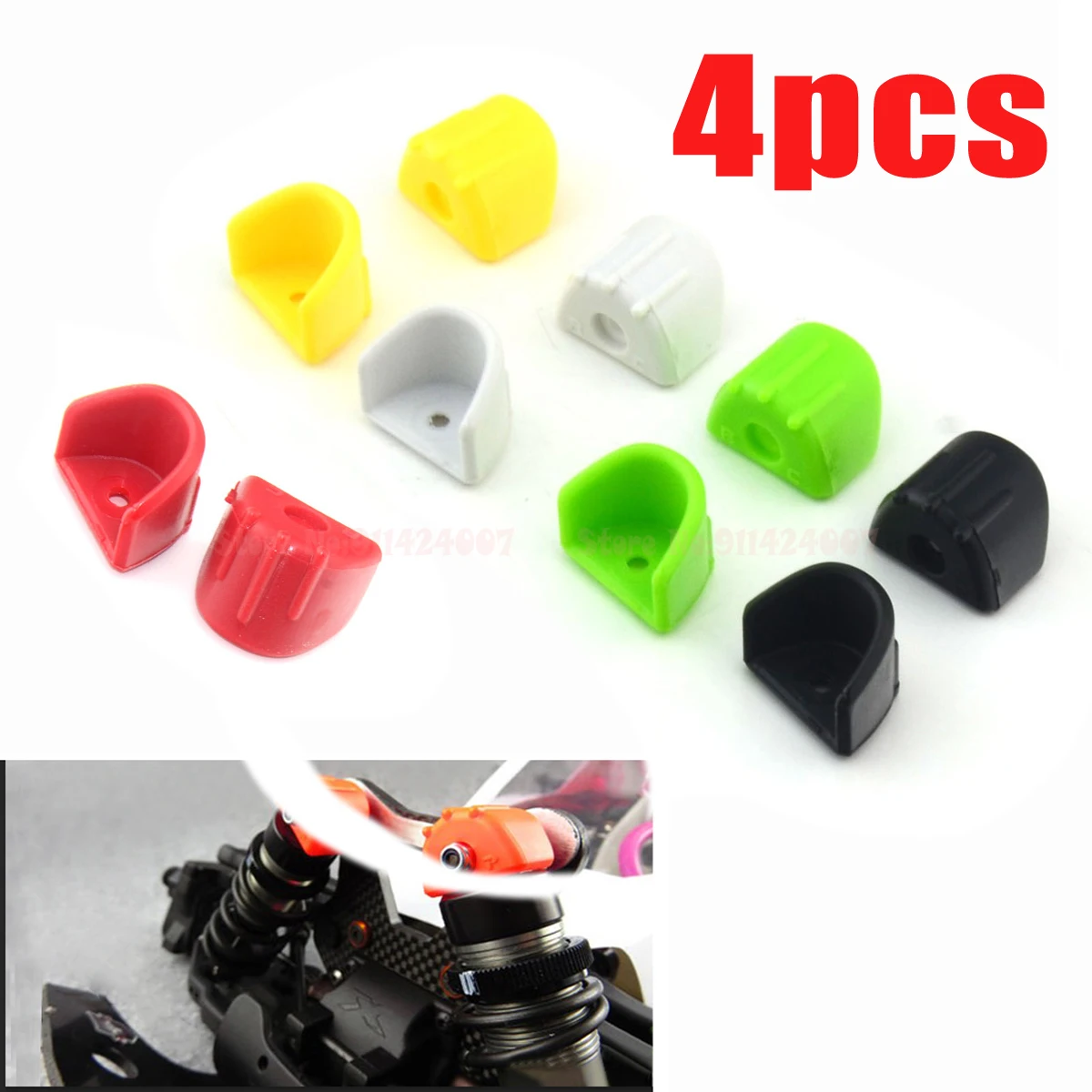 4pcs Shock Absorber & Hydraulic Frame Protection Cover Shock Absorption for RC Car 1/8