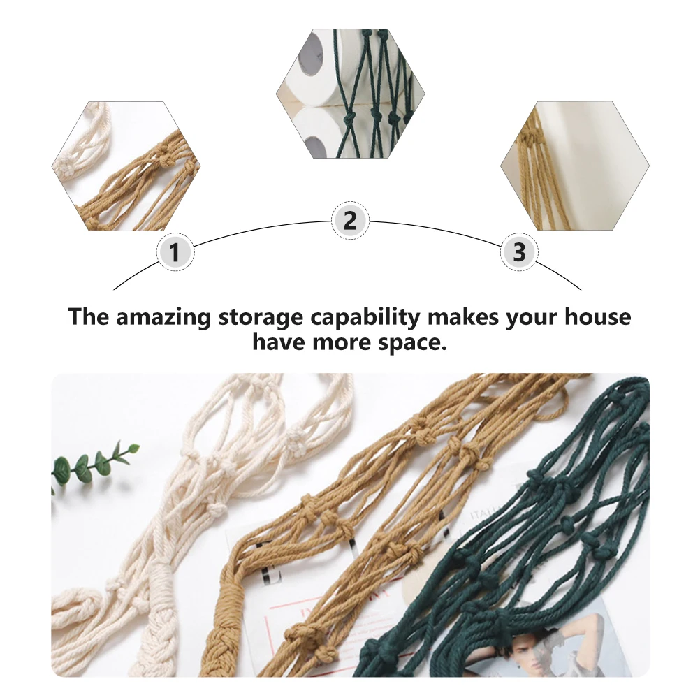 

Cotton Rope Pouch Wall Hanging Home ganizer Practical Cotton Rope Storage Pouch Modern Wall Storage Bag Gift