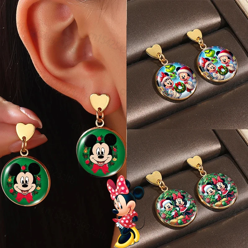 

Disney Christmas Round Earring Mickey Minnie Earrings Mickey Mouse Christmas Hat Women Earrings Fashion Jewelry Dangle Wholesale