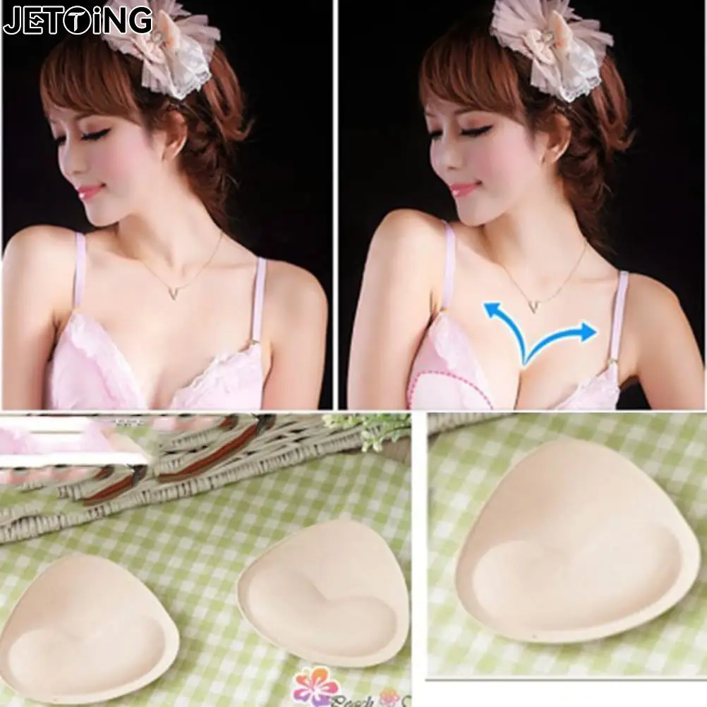 1 Pair Women Summer Sponge Foam Bra Pads Chest Cup Breast Bra Bikini Intimates Accessories Insert Chest Pad