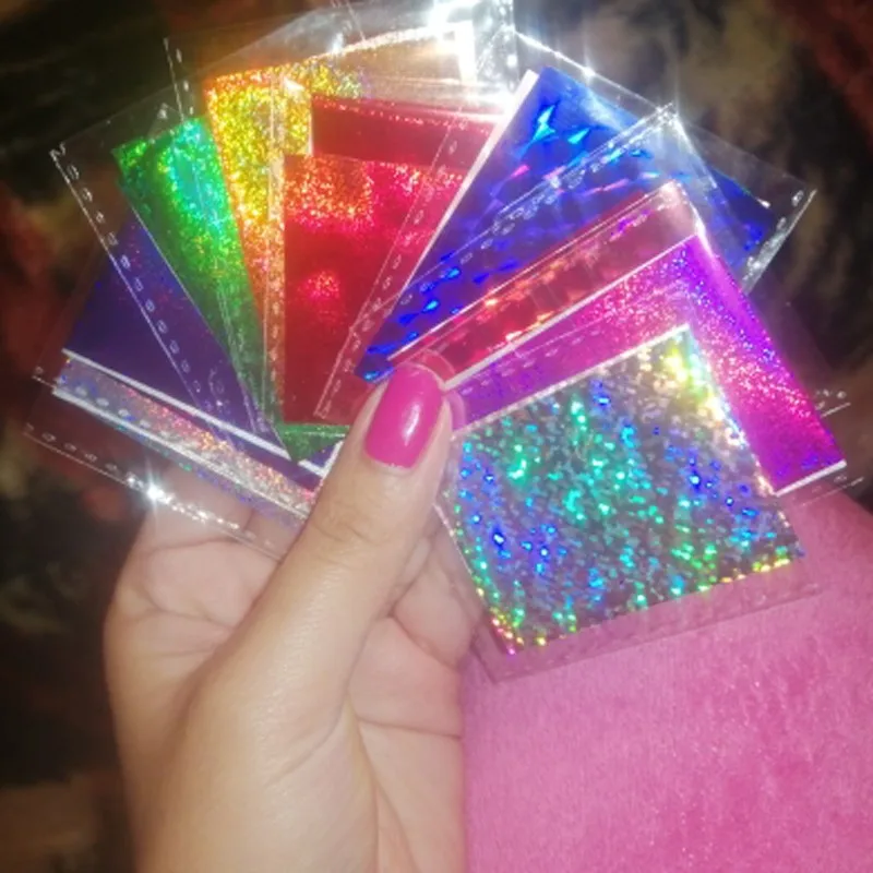 30/50Pcs Holographic Nail Foil Sticker 4*20cm Mixed Transfer Slider Nail Wraps Starry Sky UV GEL Laser Manicure Nail Art Decals