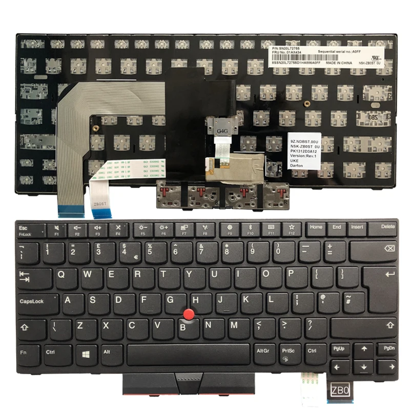 Imagem -05 - Teclado para Notebook Lenovo Thinkpad Eua Francês Alemão T470 T480 A475 A485 01h379 Novo