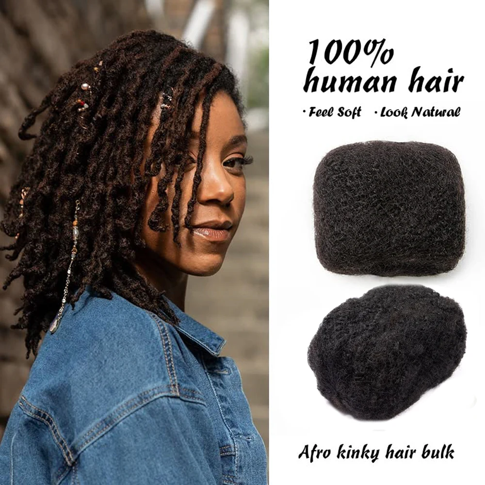 Afro Kinky Pacote de cabelo, preto, 100% cabelo humano, alvejante antes de tingir, 8 ", 30g