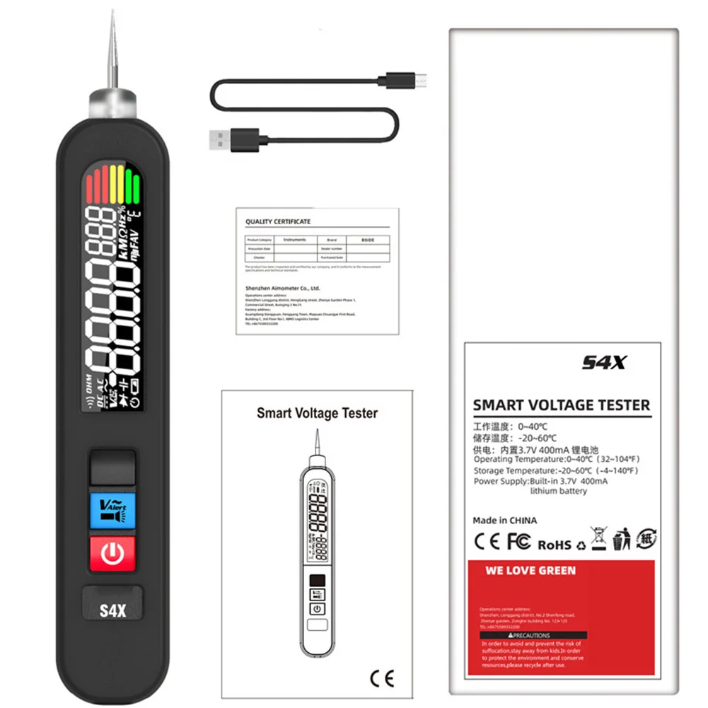 1set Test Pen Built-in 3.7V 400mA Lithium Battery Power Tools Replacement Parts S4X Non-Contact InductionTester