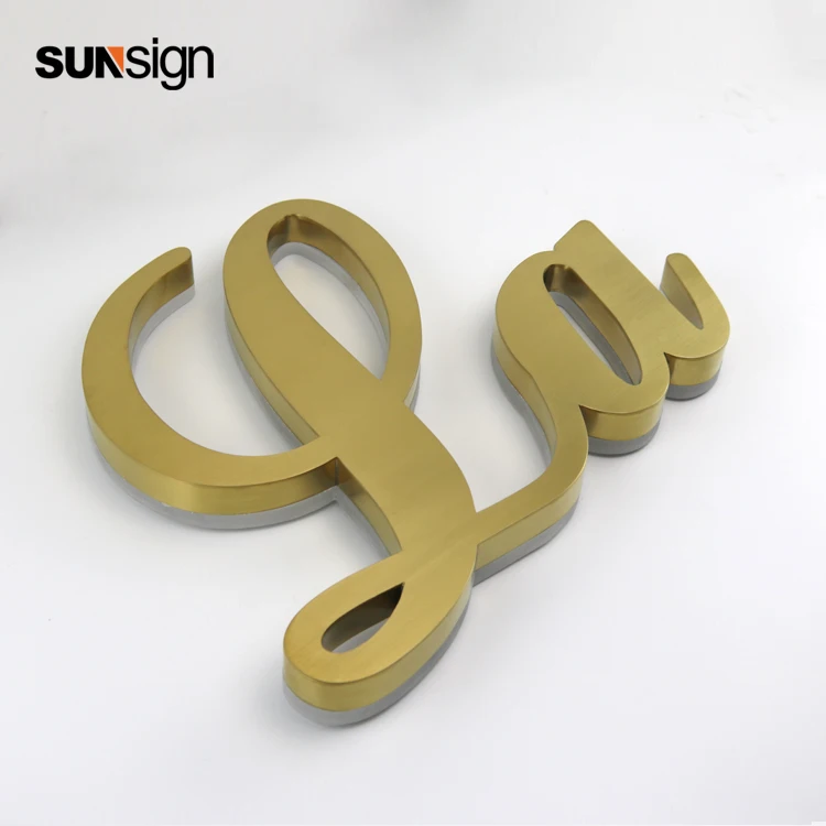 Hot sale led backlit logo dekorasi dinding logam huruf stainless steel backlit tanda