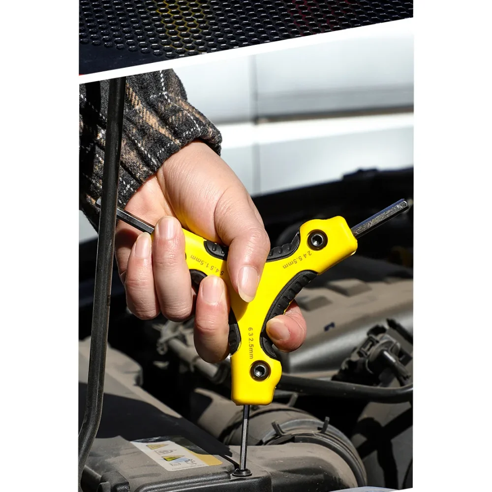 Foldable Triangular Inner Hexagon Wrench Set 9 in 1 Combination Universal Allen Wrench 1.5/2/2.5/3/4/4.5/5/5.5/6mm Wrench Tools