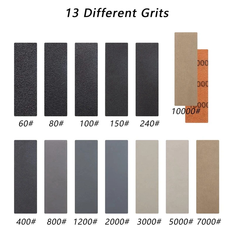 Мини-детальная наждачная бумага 131 шт. в ассортименте 60/100/240/800/2000/5000/10000 зернистость для рукоделия, дерева, металла, плотная полировка