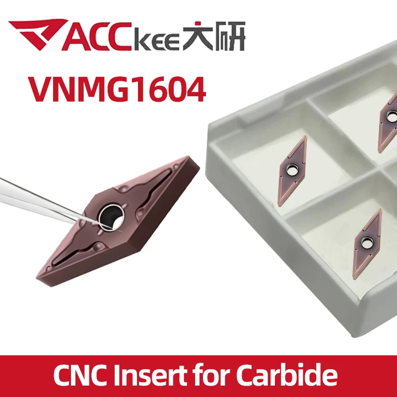 ACCKEE Carbide Insert VNMG160404 MA VP15TF VNMG 160408 MU Turning Tools For Stainless Steel CNC Lathe Cutter 10pcs Blade Plate