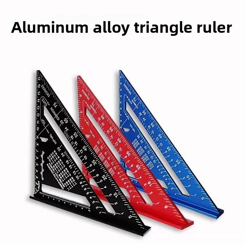 7-Inch Triangle Ruler Aluminum Alloy Measurement Tool with Inch & Metric Scale Carpenter Speed Square Angle Ruler for Woodworkin