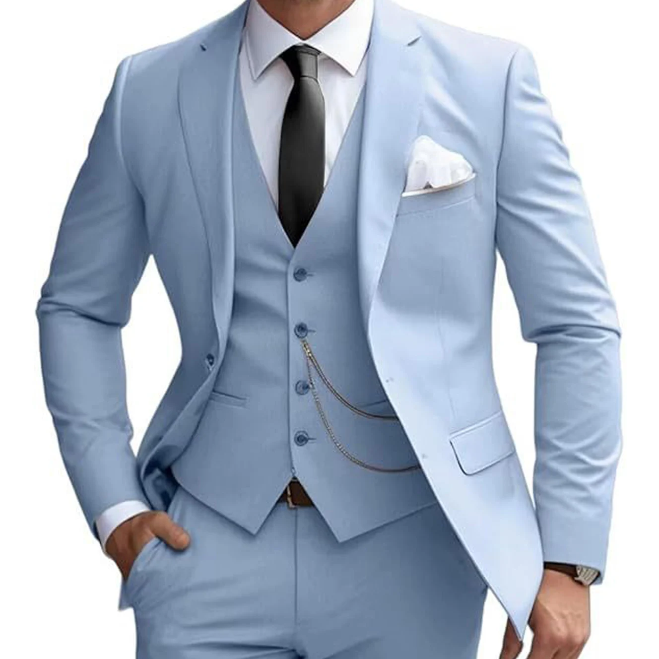

Formal Banquet Business Suit For Men Wedding Party Grooms Elegant Outfits Fashion Prom Slim Fit 3 Pieces Sets Jacket Vest Pants