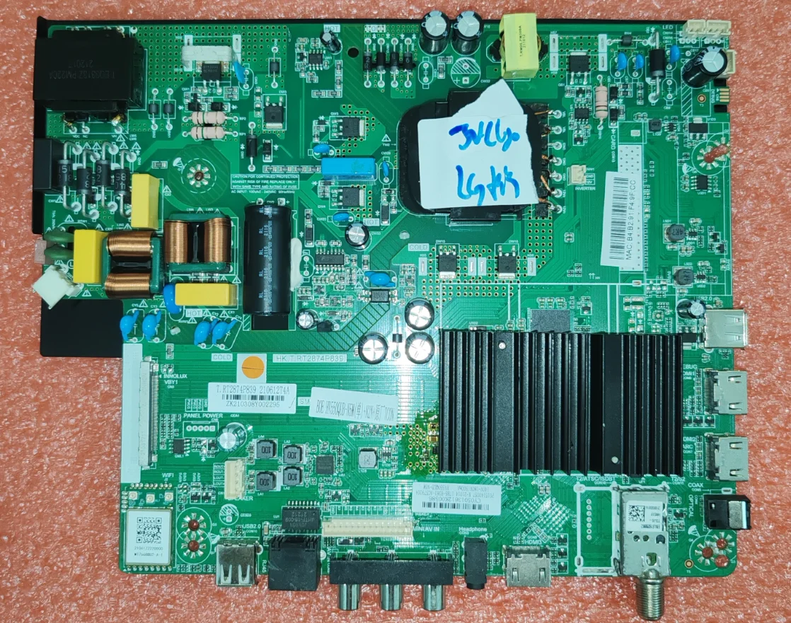 اللوحة الأم لتلفزيون الشبكة HK.T.RT2874P839 4Kwifi، تم اختبارها جيدًا، صورة مادية لالتقاط برنامج تشغيل واحد أو محرك مزدوج JVC