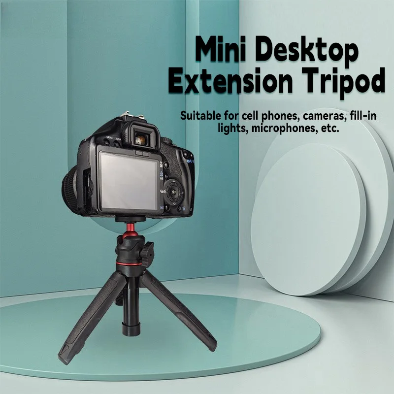 MT-08 Mini Extendable Desktop Tripod Handheld Photography Bracket Stand w/ Flexible Ballhead 1/4 Inch Screw Mount for Selfie