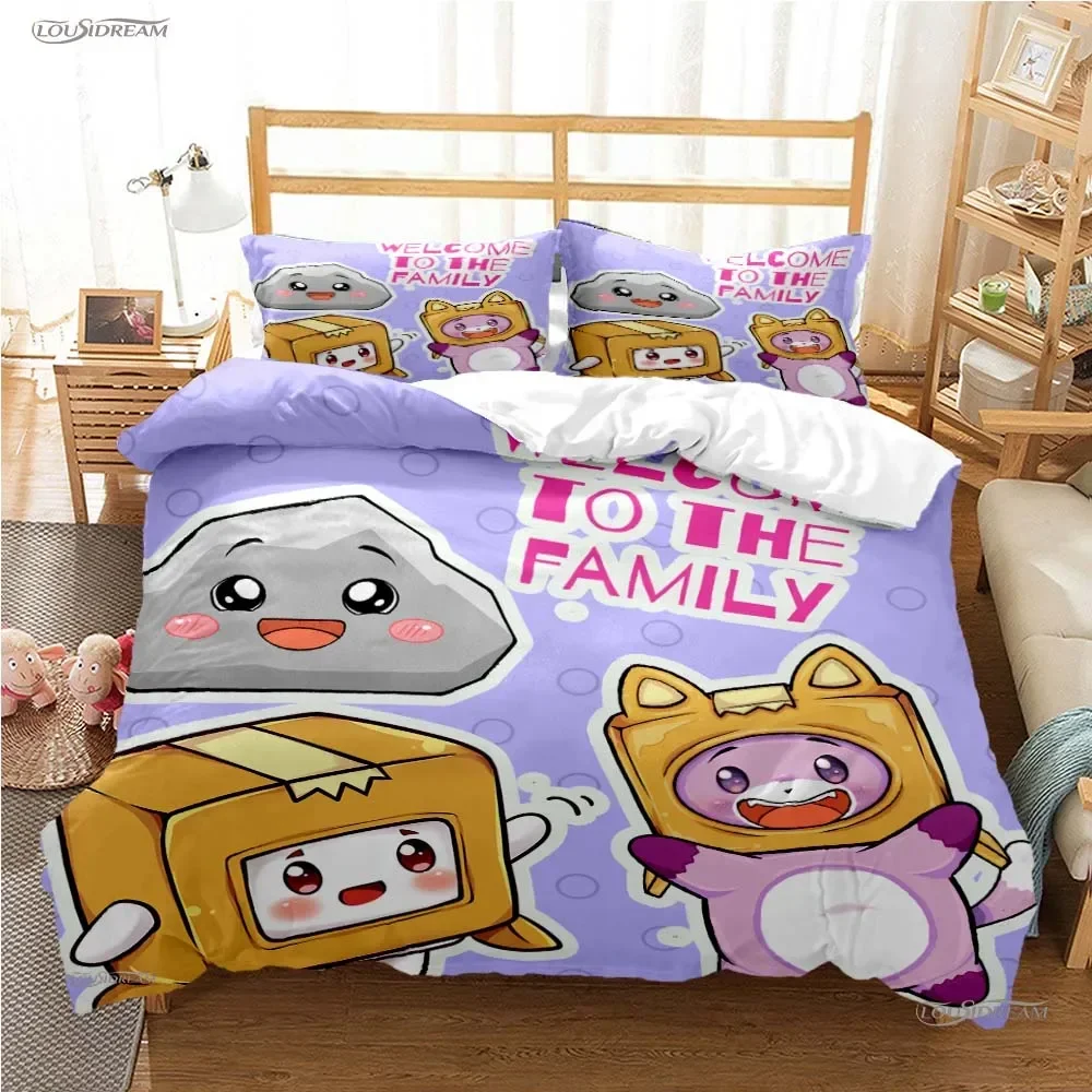 L-Lankybox Animated Movie All Season Duvet Cartoon Cover Bedding Sets Soft Quilt Cover And Pillowcases Single/Double/Queen/King