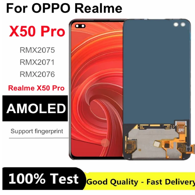 For realme x50 pro lcd monitor 6.44 inch for oppo realme x50 pro 5g lcd touch screen rmx2075 rmx2071 rmx2076 display part