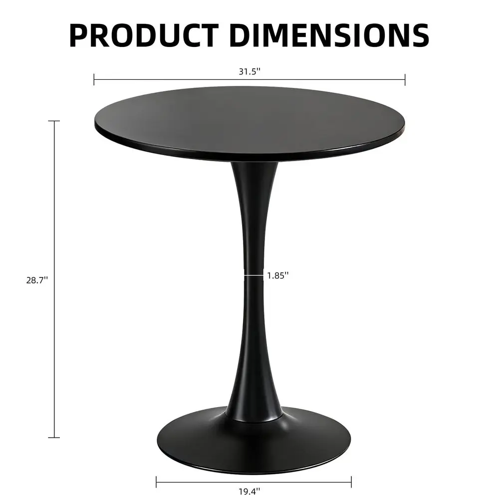 

mid Century Modern Dining Table 31.5 Inch Tulip Shape with Thickened Top And Metal Pedestal Bistro Kitchen Table