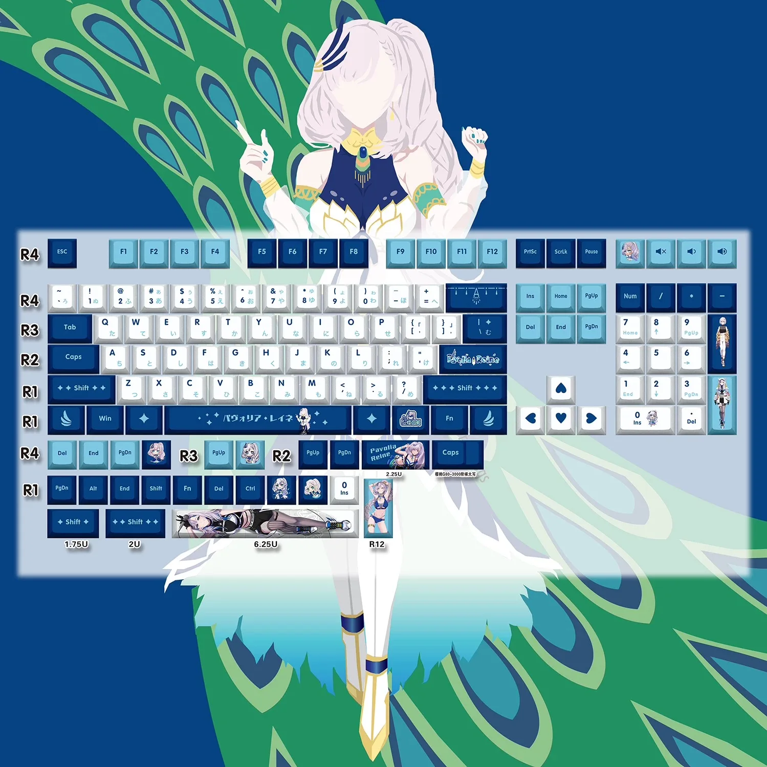 

132 Keys Paworria Rene Keycaps PBT keycap Anime Key Cover DYE Sublimation Cherry MX Axis Switch Keycap Mechanical Keyboard